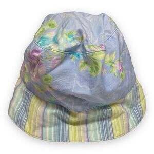 Baby Lulu Oleander Blue Lavender Green Floral Stripe‎ Hat